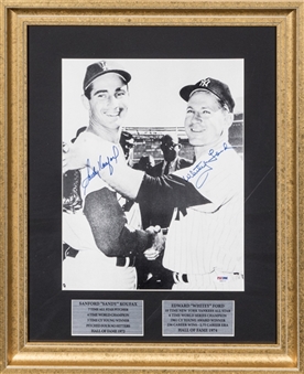 Sandy Koufax and Whitey Ford Dual Signed 10 1/2 x 13 1/2 Photograph In 18 x 22 Framed Display (PSA/DNA)